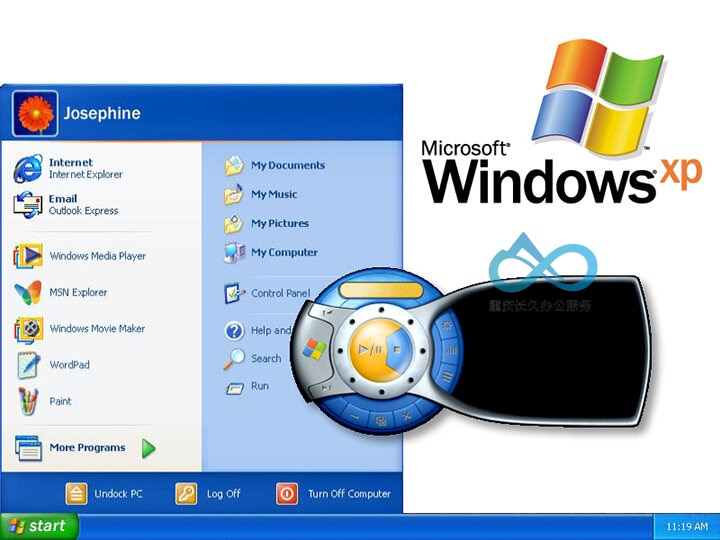Frog Design 设计的 Windows XP 开始菜单、标志和媒体播放器