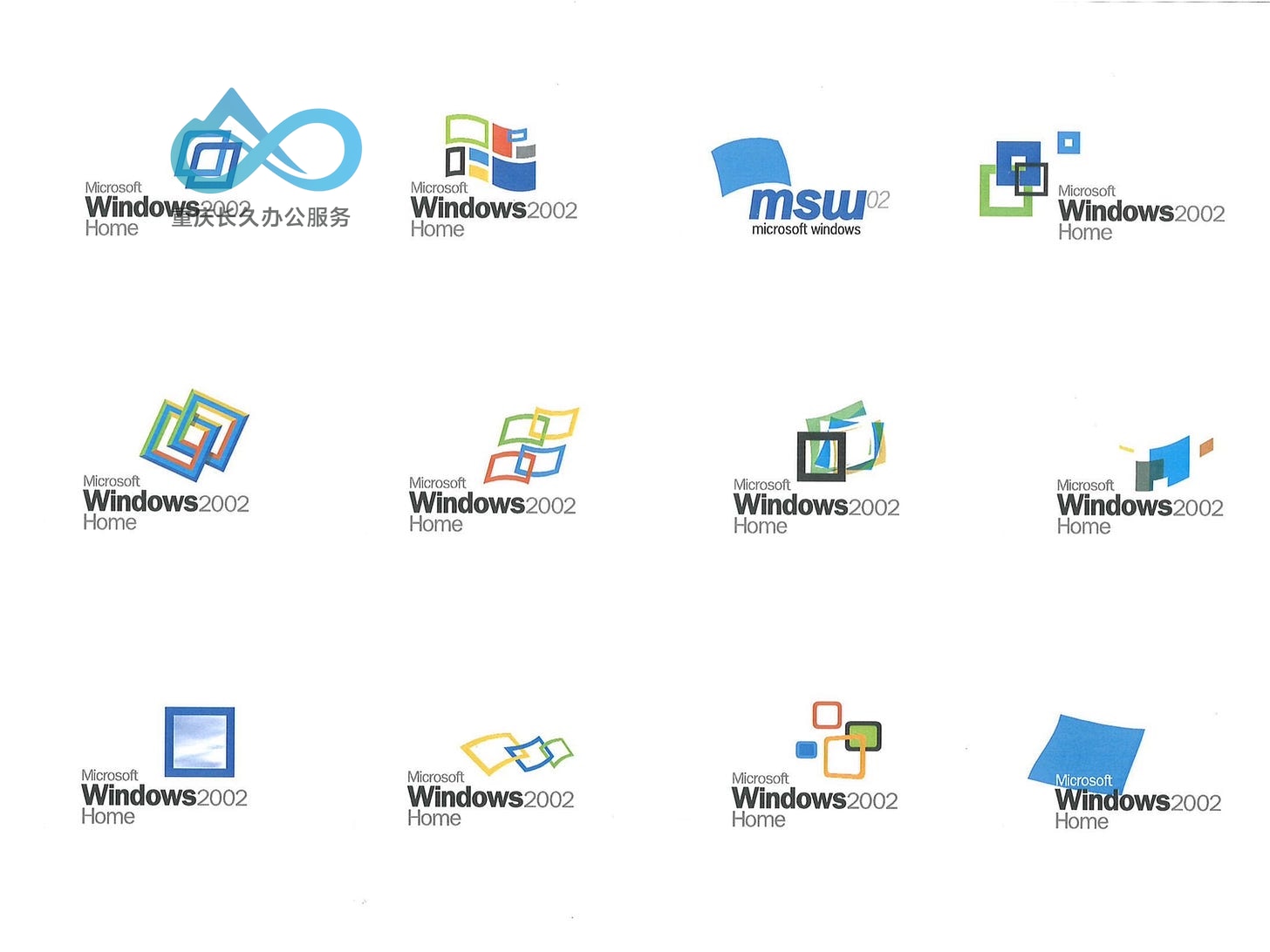 Frog Design 设计的 Windows Whistler/2002/XP 标志概念图