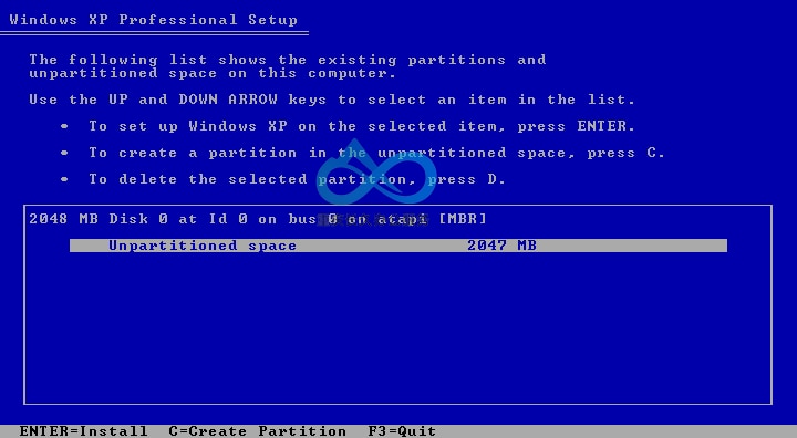 Windows XP 磁盘分区界面